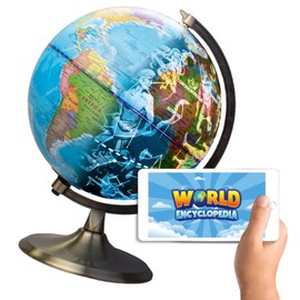 BIG MINDS 3-in-1 Globe | Interactive World Ball for Children with App | Terraqueo Globe with Light in Spanish | Children with Gold Base