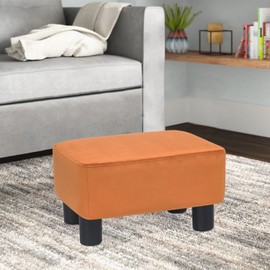 Joveco Small Footstool Ottoman Fabric Footrest Modern Rectangular Footstools for Living Room Bedroom (Orange)