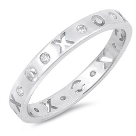 CloseoutWarehouse Clear Cubic Zirconia Cutout X Eternity Band Ring Sterling Silve Size 8
