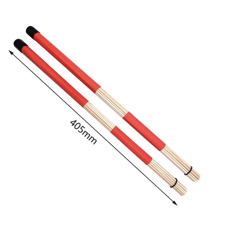 TUOREN 2Pair Jazz Drum Sticks Brushes Kit 1 Pair Retractable
