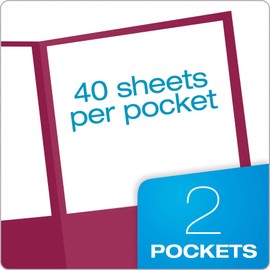 Oxford Monogram Executive Twin Pocket Folders, Letter Size, Burgundy with Gold Foil Trim, 4 Pack (04165), Burgundy/Gold