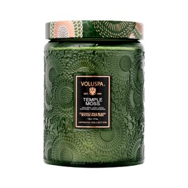 Voluspa Temple Moss, Large Candle Jar, 18oz, Coconut Wax Blend, Scented Candles for Home, 100 Hour Burn Time, Poured in the USA