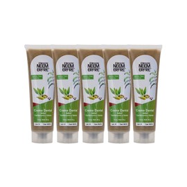 Crema Dental Natural LIBRE DE FLUOR Artesanal de Corteza de Neem-Sin Fluor, Gluten, Sulfatos (SLS), Parabenos, Petrolatos, Triclosan, Azucar | bienestar NEEM ERFRE (Cardamomo, Paq. 5)