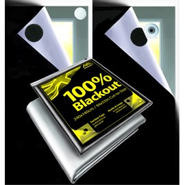 MaximoLife® Ultimate 100% Blackout Blind | Fits Any Window Size/Shape | 16X Suction Cups 25X Hook Tabs 32X Loop Tabs | Super Easy to Stick On and Take Down | Portable Travel Temporary Permanent