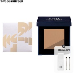 TWO SLASH FOUR Fade Brow Powder Duo + Mini Brow Brush Set 3items, Color:02 Ruddy Blonde