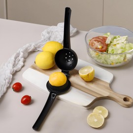 2 PCS Heavy-Duty Aluminum Lemon Squeezer, Manual Juicer with Long Handle, Arc Design for Lemons and Limes, Easy to Clean, Black