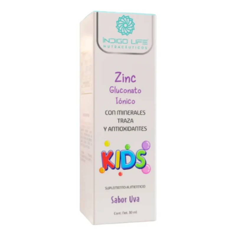 Zinc Ionizado Kids Sabor Uva 30 Ml Indigo Life Uva