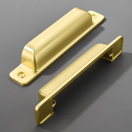 Dosoye 2 Packs 3-3/4in(96mm) Drawer PullsBrushed Gold Brass Cabinet Cup Pulls Kitchen Hardware Cabinet Handles Cabinet Pulls Dresser Drawer Handles Knobs