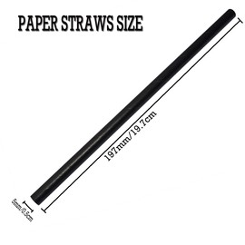 ShreeFit Paper Straws Pack of 200 Drinking Straw Biodegradable Eco-Friendly Highly Durable Food Safe Suitable for All Occasions (Black)