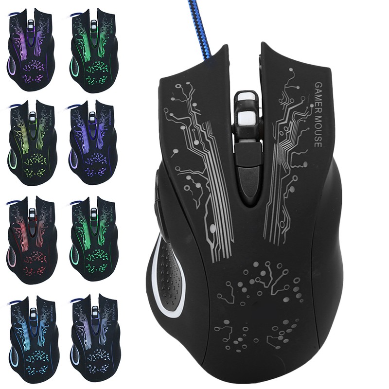 Wired Mouse LED Luminous 6 Key USB Home Office Gaming