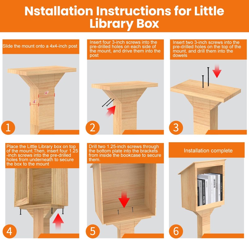 avvkfcmn Little Library Mount – Weather-Resistant Wooden Bracket for Outdoor