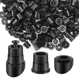 Pushglossy 150 Set Plastic Baluster Connectors Round Balusters Black Baluster Adapter with Screws for 3/4" Od Deck Handrail Staircase Balusters Home House Indoor Outdoor