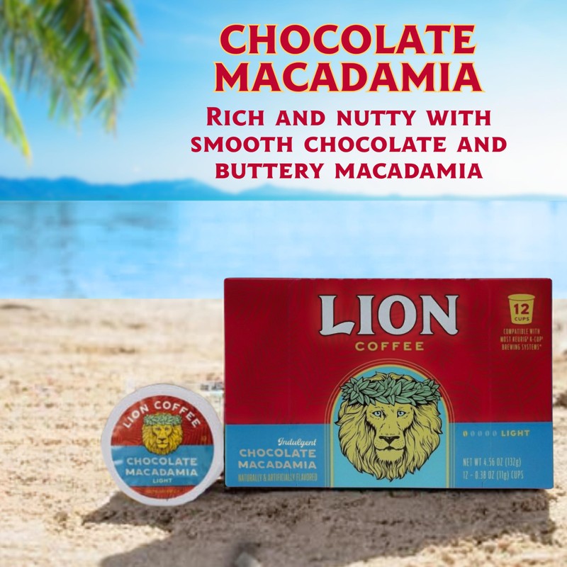 Lion Coffee Chocolate Macadamia Flavored Medium Roast Coffee Pods -