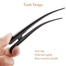 Large Long Alligator Hair Clips for Styling Salon Sectioning, GLAMFIELDS 5 inch Rust-Proof Durable Non-Slip Duckbill Metal Clips for Women Thick and Thin Hair (6 Pack) Black