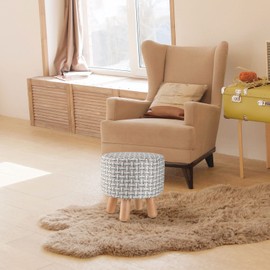 H&B Luxuries Fabric Round Padded Ottoman Foot Rest Stool