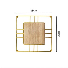 Hosoncovy Round Hot Pot Holder Pad Set of 2,Heat Resistant Pot Mat Hot Pot Trivet Mat Table Place Mat Kitchen Worktop Protector Dish Mat (Gold, Square)
