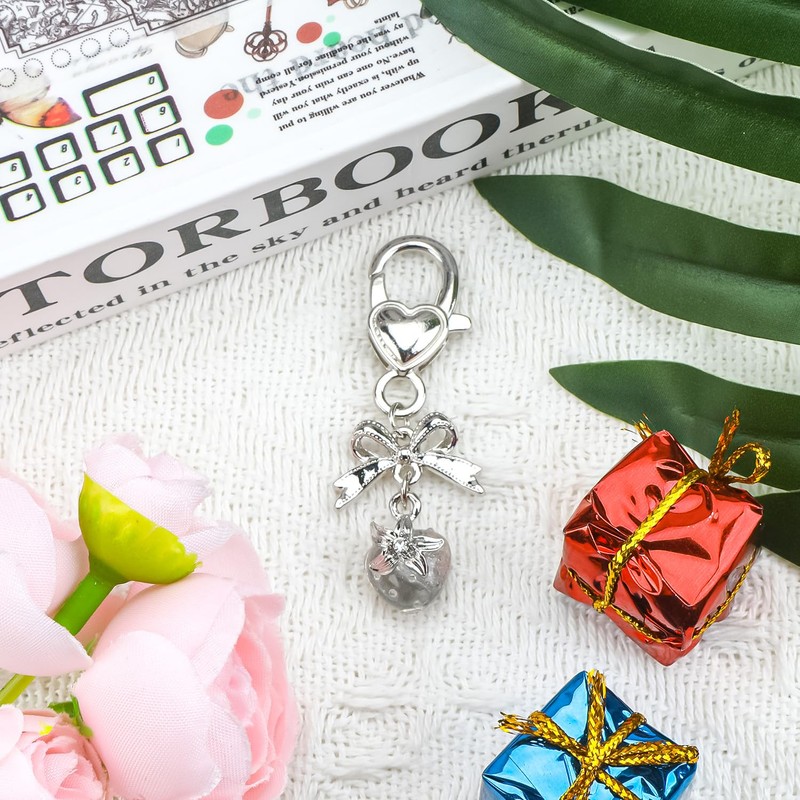 MUCOOS Strawberry Keychain with Bow Keychain