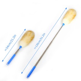 Wool Lambswool Extendable Cleaning Brush Duster 21.2-51.2in,Anti-Static with Stainless Steel Extension Pole,Comfortable Grips,for Office,Home,Car,Piano,Guitar and Other Stringed Instruments