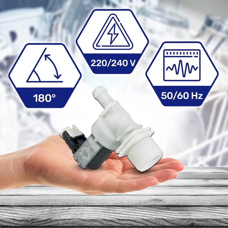 Dishwasher Solenoid Valve with 1 Outlet 180° Has Original Code