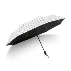 Folding Umbrella, For Rain or Shine, Men's, Women's, Rain Umbrella, 99.9% Light Blocking, UPF 50+, Lightweight, Compact, Simple, Stylish, Manual, One-Touch, white/hand open