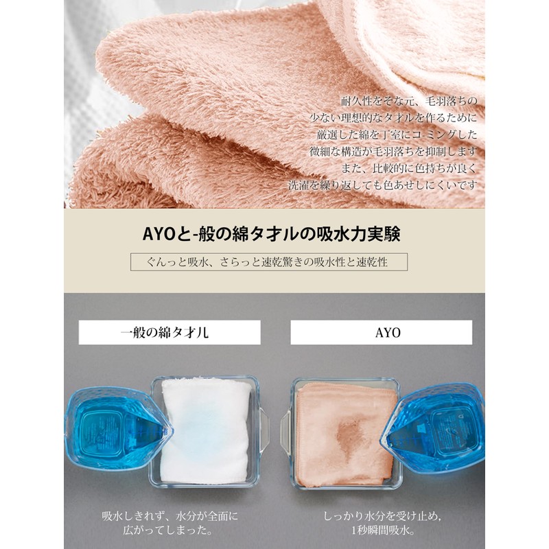 AYO Face Towels, Hotel Specifications, Set of 5, Light Pink,