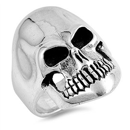 CloseoutWarehouse 925 Sterling Silver Skull Ring Size 12