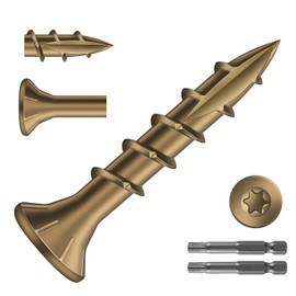 SG TZH #8 x 1 Inch Deck Screws (470Pcs) 2lb. Carbon Steel, Yellow, Flat Head, Rust Resistant epoxy Coated, with T25 Star Bit