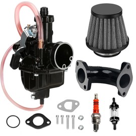 VM22 26mm Carburetor Upgrade Black Coated and Aluminum Fuel Filter and High Performance Three Jaw Spark Plug for 110cc 125cc 140cc Lifan YX Zongshen Apollo X15 X18 DBX125 Thumpstar Pit Dirt Bike