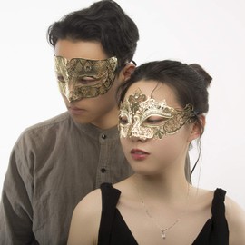 Couple's Venetian Masquerade Mask Set Luxury Style Princess Party Mask for Couples Women and Men Mardi Gras Masks