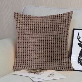 MADEHAO Decorative Throw Pillow Covers for Couch Bed Sofa Livingroom Soft Corduroy Accent Solid Square Cushion Dark Brown (50x50cm, 2 Packs)