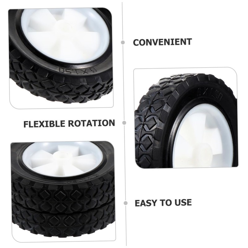 Outanaya 2pcs Solid Mute Rubber Lawn Mower Wheels Heavy-duty Casters