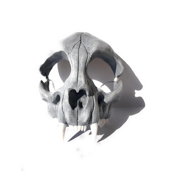 3D Printed Hand Painted Cat Bone Mask for Halloween, Cosplay