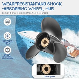 Qiclear Upgrade OEM 13 Spline Tooth Aluminum Outboard Boat Propeller for Mercury Motos 30/35/40/45/50/55/60/70HP, Rh (10 3/4 x12)