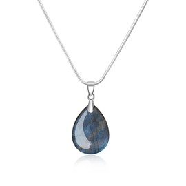 coai Women's Semi Precious Stone Teardrop Waterdrop Pendant Necklace