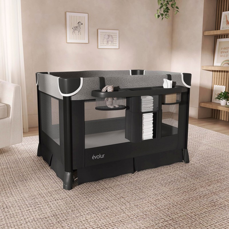 Evolur Cozy Cove All-in-One Portable Playard with Bassinet & Changing