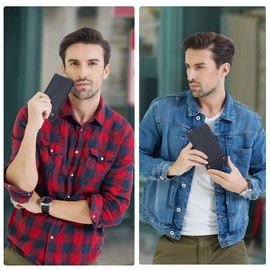 Contacts Men's Long Wallet, Round Zipper, Leather, Coin Purse, Made by First-class Wallet Artisans, blue