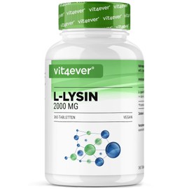 Vit4ever® L-Lysine 2000 - 350 Tablets - 2000 mg per Daily Dose - Vegan - Laboratory Tested - High-Potency L-Lysine Amino Acid with 1000 mg per Tablet | Vegetable fermentation, 99.5% purity, without unnecessary additives, laboratory tested, vegan