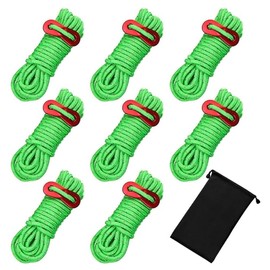 8Pcs Tent Guy Ropes, 4mm/13 Feet Guy Ropes with Storage Bag(Green)