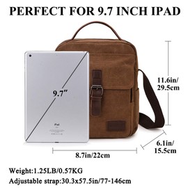 RAVUO Small Messenger Bag,Unisex Casual Canvas Satchel Vegan Leather Shoulder Bag Crossbody Wallet Phone Bag for Men and Women Coffee, s, Coffee