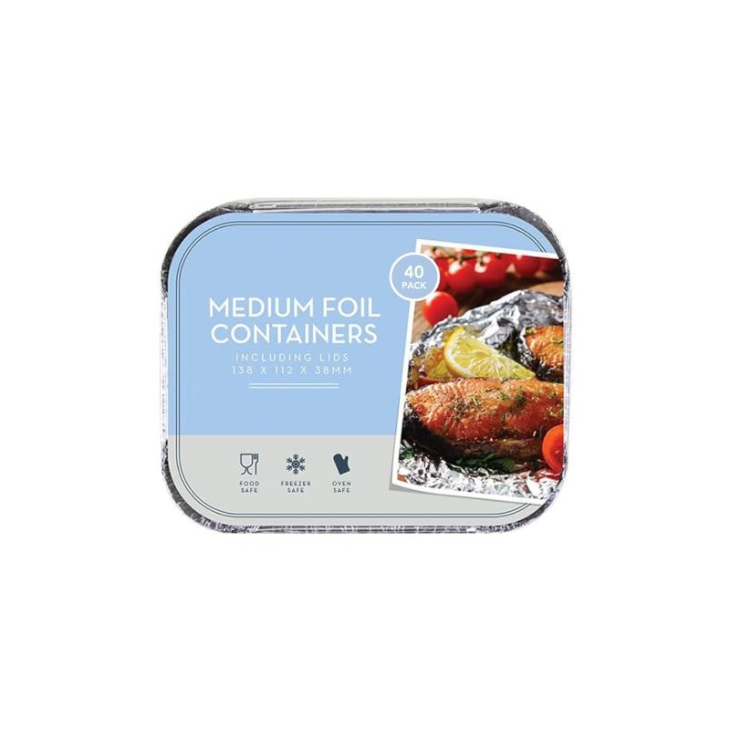 Q-Sharp Pack 0f 40 Medium Aluminium Foil Batch Cooking Containers