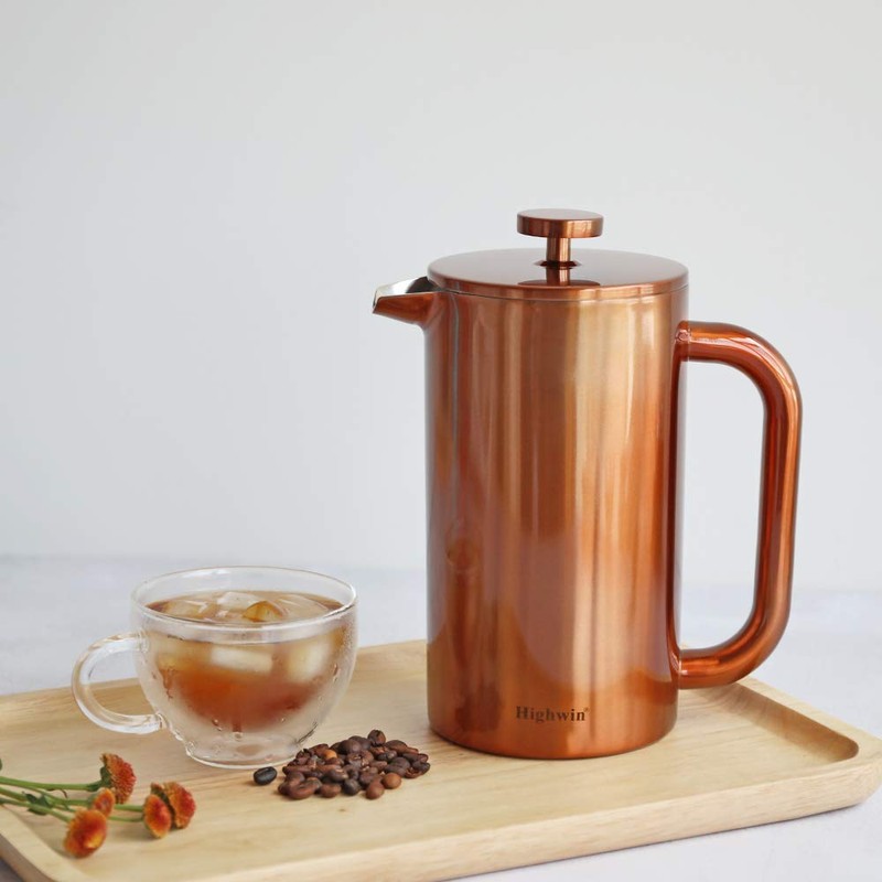 Highwin 8-Cup Double Wall Insulated Stainless Steel French Coffee Press,