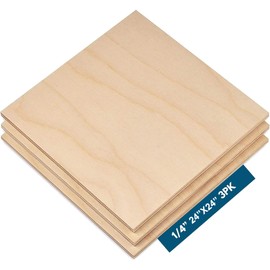 6MM 1/4" x 24 x 24 Baltic Birch Plywood – B/BB Grade (Package of 3) Perfect for Arts and Crafts, School Projects and DIY Projects, Drawing, Painting, Wood Engraving, Wood Burning and Laser Projects