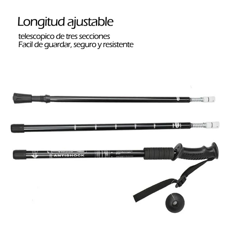 2 Pcs Bastones Senderismo Plegables Trail Running Y Trekking Negro