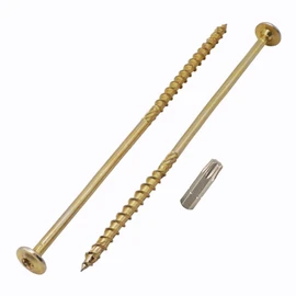 (Pack of 4) Galvanised Steel 8.0 x 280mm Yellow Wood Screws Torx Head Flat Head Wood Screws Partial Thread (4, 8.0 x 280mm)