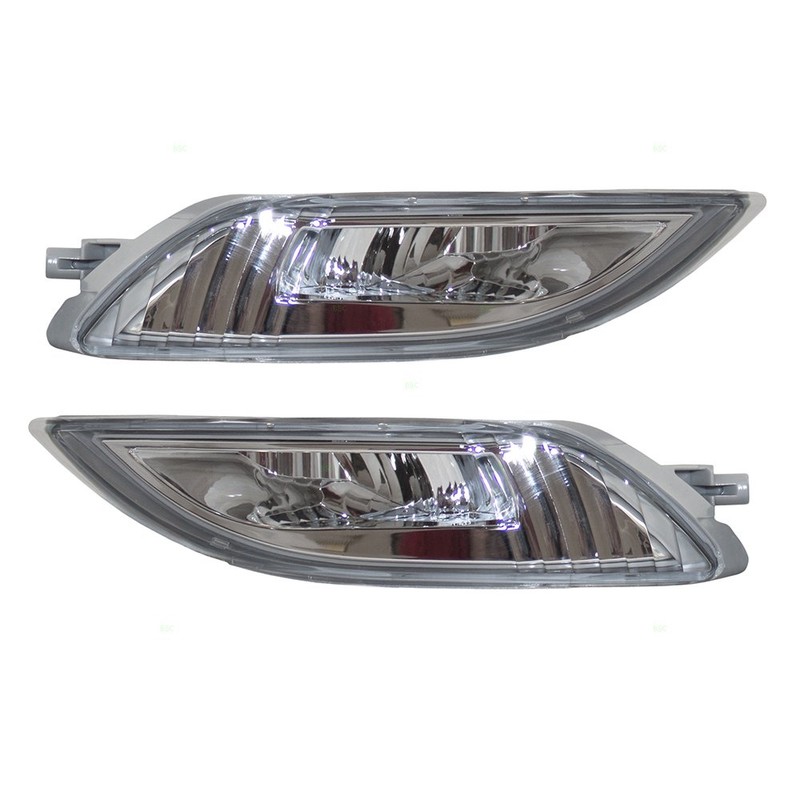 Pair Set LED Fog Lights Clear Lenses w/Bulb, Bezels Wiring