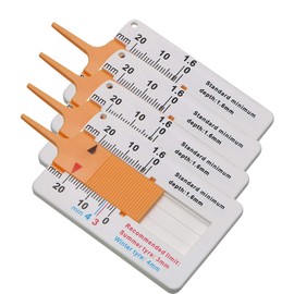 Pack of 4 Tyre Tread Depth Gauge, Digital Tyre Tread Depth Measuring Range 0-20 mm, Adjustable Tread Depth Measuring Tool for Motorcycle Fans (Orange)