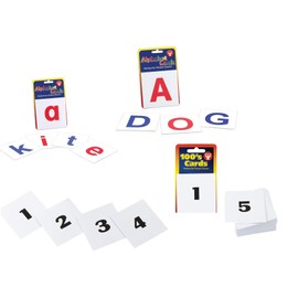 Hygloss 180-Pk Number Flash Cards and Alphabet Flashcards – 120 Numbers (1-120) 2-Inch Flashcards, and 60 Uppercase and Lowercase Letters 3-Inch White Cards – Literacy and Numeracy Learning Card Kit