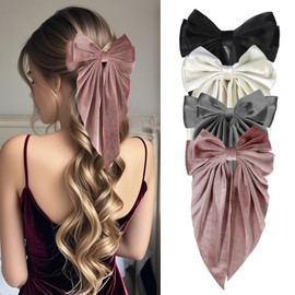Velvet Hair Bows Clips Hair Ribbon Clips Bowknot Hair Accessories Hair Bows for women girls.Black white pink gray