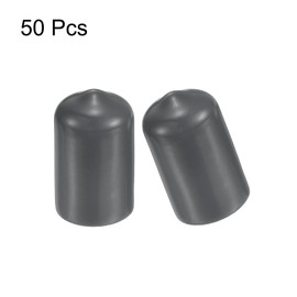 sourcing map 50pcs Rubber End Caps 13.5mm(1/2") ID Vinyl PVC Round Tube Bolt Cap Cover Screw Thread Protectors Dark Grey