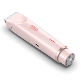 Women's Electric Shaver Bikini Trimmer for Women Razors 2-in-1 Dual Head Design IPX7 Waterproof Wet & Dry Use Body Groomer Hair Trimmer Remover for Facial Underarm Arm Face Leg Bikini (Pink)
